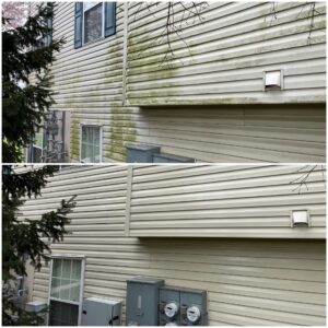 Vinyl siding cleaning by pressure washing performed by Oddly Satisfying Pressure Washing