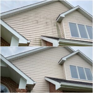 Example of the vinyl siding cleaning performed by Oddly Satisfying Pressure Washing