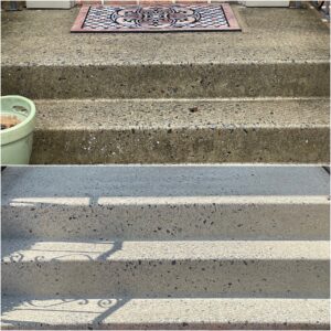 Concrete cleaning of steps performed by Oddly Satisfying Pressure Washing