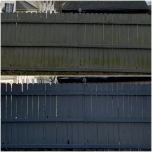 Pressure washing of a fence performed by Oddly Satisfying Pressure Washing