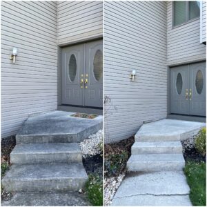 Concrete steps pressure washed to look new by Oddly Satisfying Pressure Washing