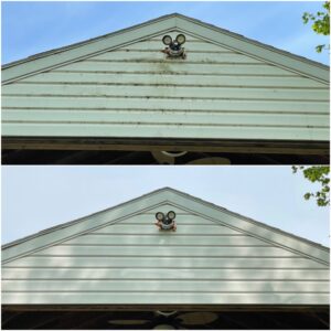 Peak of a home pressure washed by Oddly Satisfying Pressure Washing