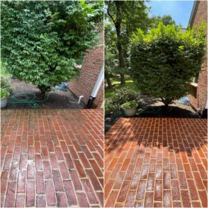 Brick patio pressure washed by Oddly Satisfying Pressure Washing