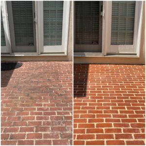 A patio cleaned by the brick patio cleaner team at Oddly Satisfying Pressure Washing